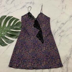 CC Courtney Vintage 90s Slip Nightie Lingerie Size S Purple Pink Floral Lace